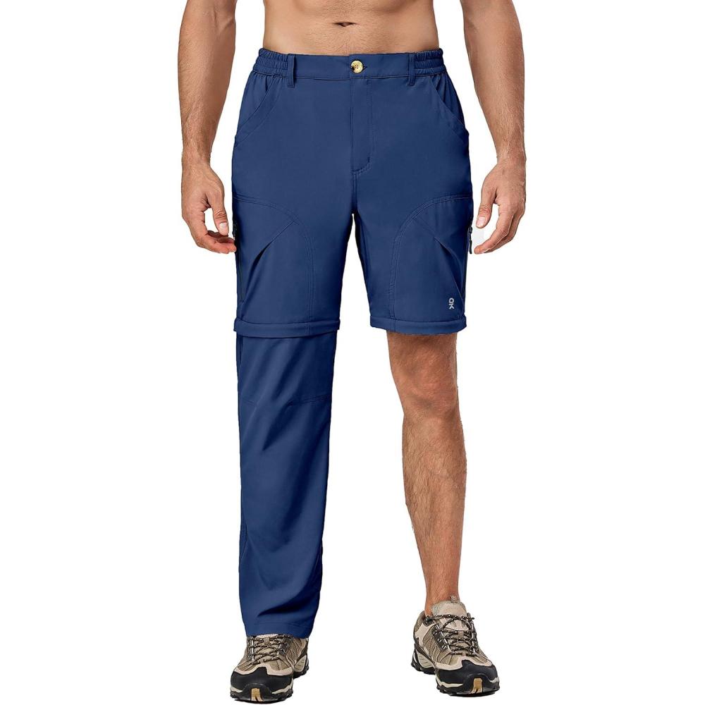 imageLittle Donkey Andy Mens Stretch Convertible Pants ZipOff Lightweight QuickDry Hiking Fishing Travel PantsNavy Blue