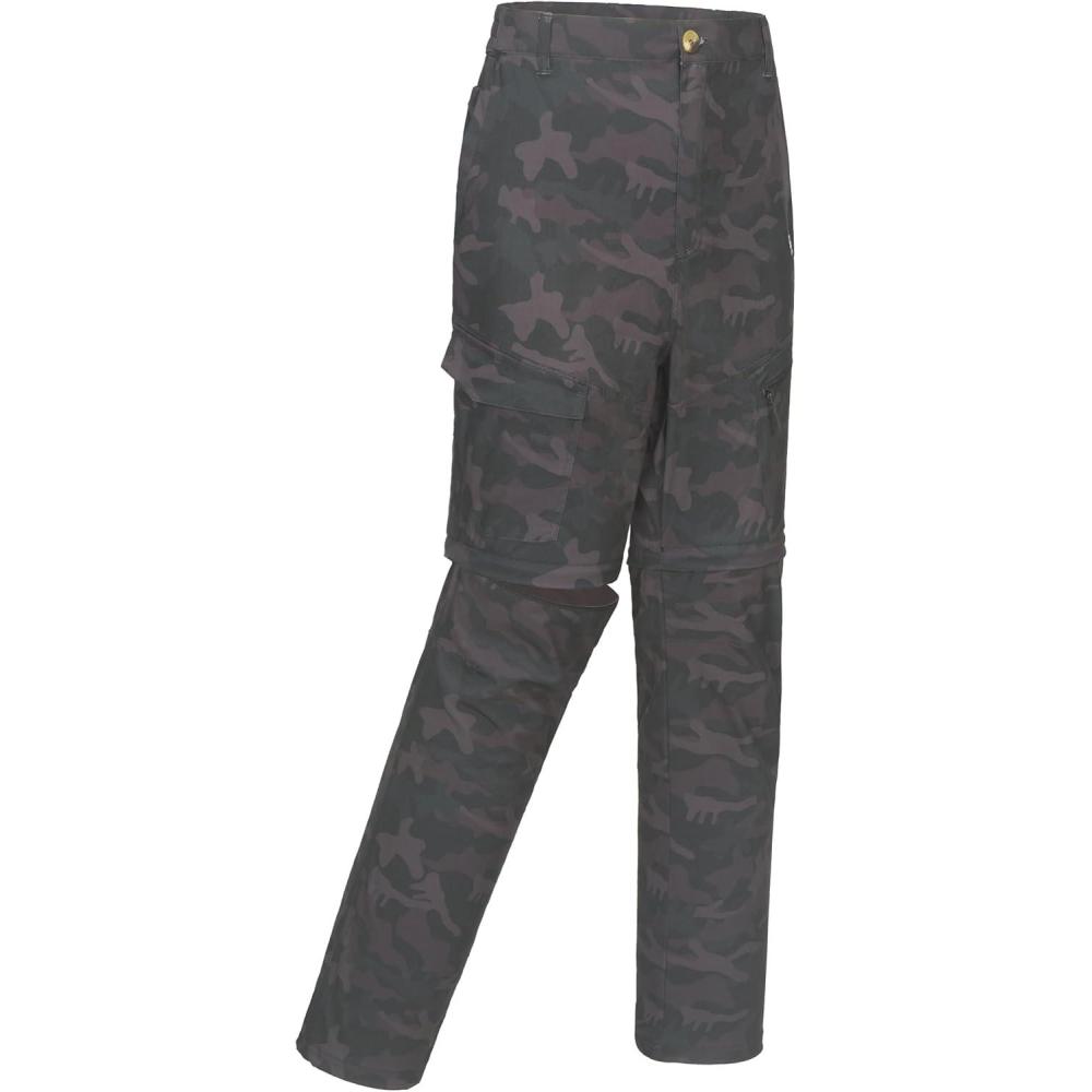 imageLittle Donkey Andy Mens Stretch Convertible Pants ZipOff QuickDry Hiking Pants UV Protection LightweightOne Zipoff Camo Black