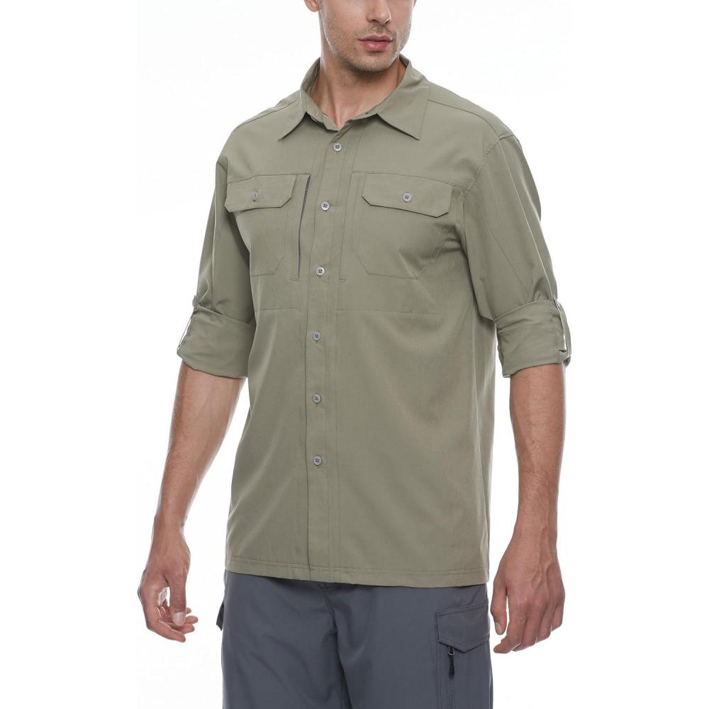 imageLittle Donkey Andy Mens Stretch Quick Dry UPF50 Long Sleeve Shirt for Hiking Travel CampingA Sage