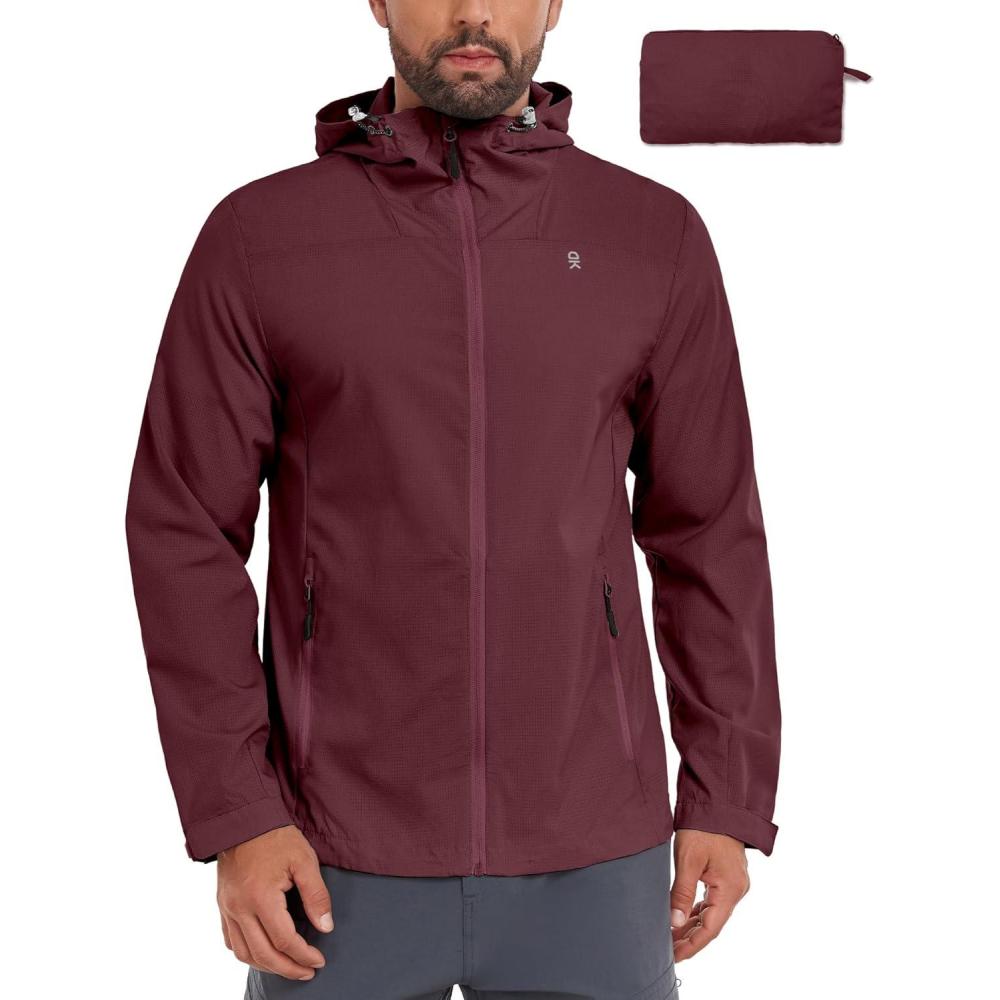 imageLittle Donkey Andy Mens UPF 50 Sun Protection Hoodie Jacket Lightweight Full Zip Hoodies Long Sleeve Shirts Hiking FishingBiking Red