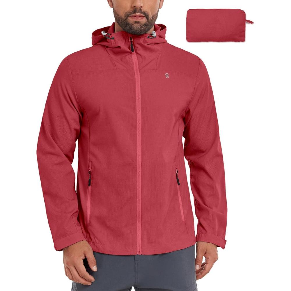 imageLittle Donkey Andy Mens UPF 50 Sun Protection Hoodie Jacket Lightweight Full Zip Hoodies Long Sleeve Shirts Hiking FishingRacing Red