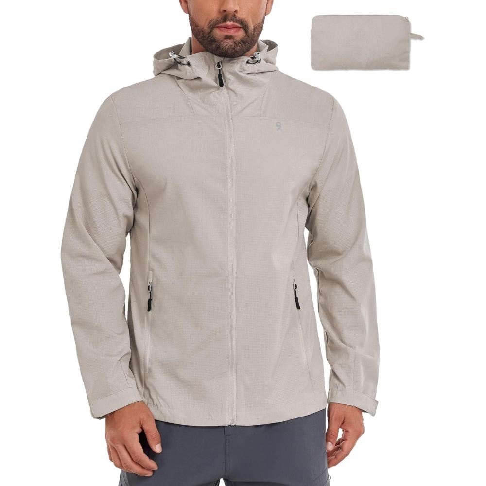imageLittle Donkey Andy Mens UPF 50 Sun Protection Hoodie Jacket Lightweight Full Zip Hoodies Long Sleeve Shirts Hiking FishingWood Ash