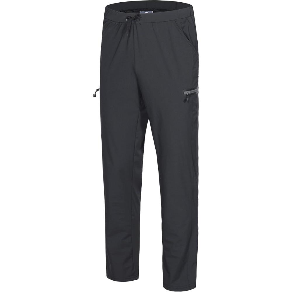 imageLittle Donkey Andy Mens UltraStretch Lightweight Quick Dry Athletic Pants Drawstring Travel Exercise Running JoggingA1 Black