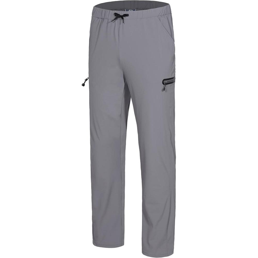 imageLittle Donkey Andy Mens UltraStretch Lightweight Quick Dry Athletic Pants Drawstring Travel Exercise Running JoggingA2 Gray