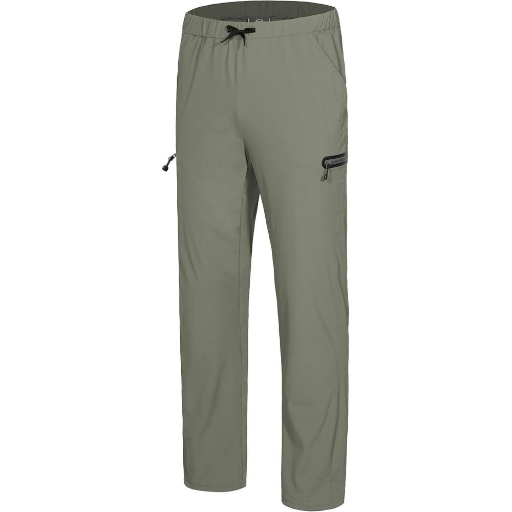 imageLittle Donkey Andy Mens UltraStretch Lightweight Quick Dry Athletic Pants Drawstring Travel Exercise Running JoggingA3 Sage