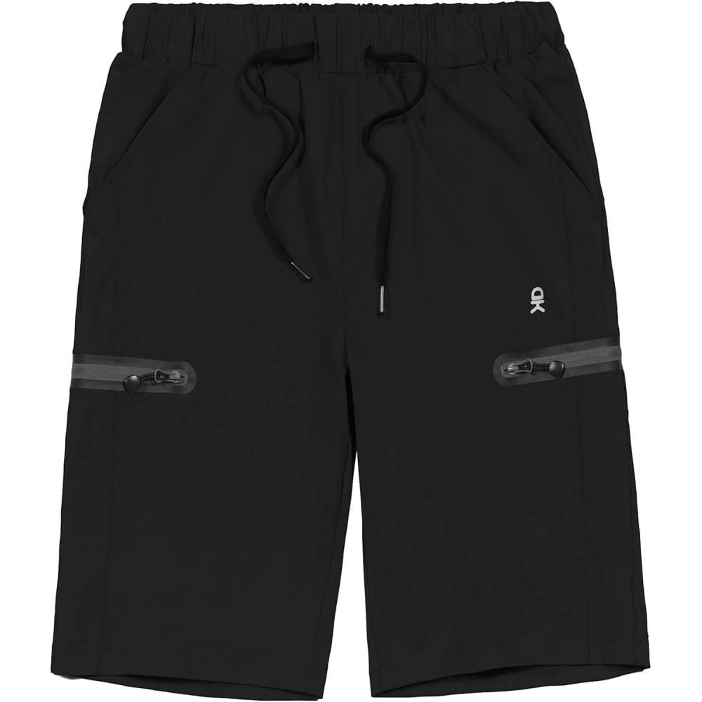 imageLittle Donkey Andy Mens UltraStretch Quick Dry Lightweight Bermuda Shorts Drawstring Zipper Pocket Hiking Travel GolfBlack