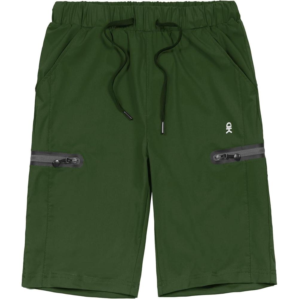 imageLittle Donkey Andy Mens UltraStretch Quick Dry Lightweight Bermuda Shorts Drawstring Zipper Pocket Hiking Travel GolfDark Green