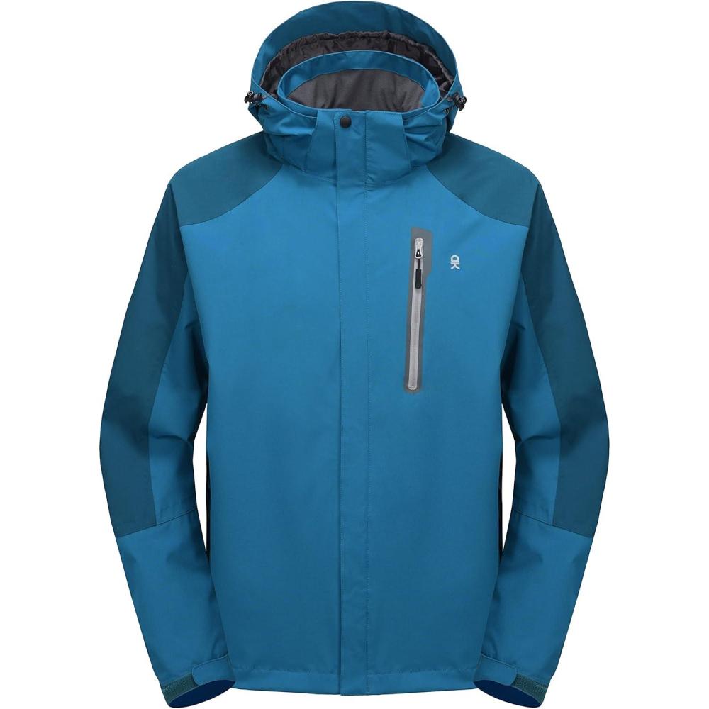 imageLittle Donkey Andy Mens Waterproof Rain Jacket Outdoor Lightweight Hooded Raincoat for Hiking Golf Travel FishingB3mosaic BlueDeep Blue