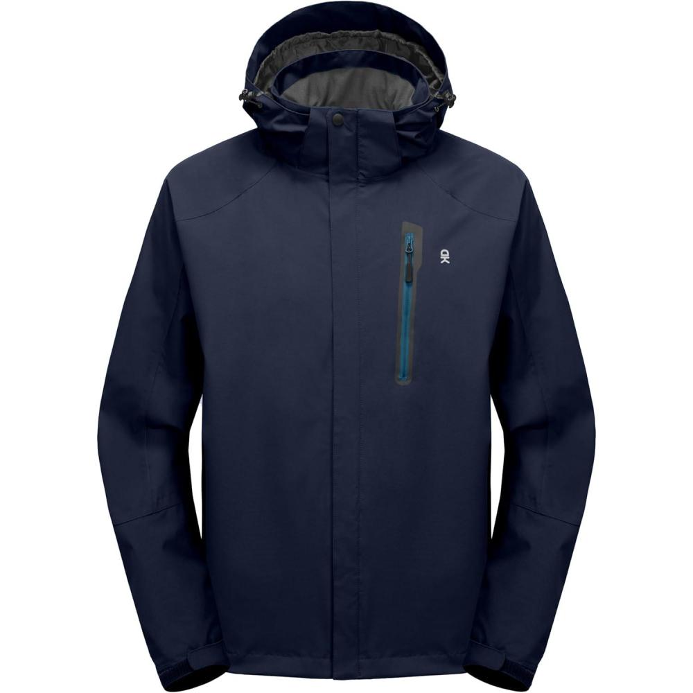 imageLittle Donkey Andy Mens Waterproof Rain Jacket Outdoor Lightweight Hooded Raincoat for Hiking Golf Travel FishingC1deep BlueDeep Blue