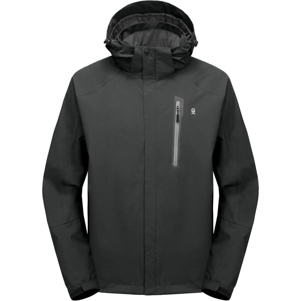 imageLittle Donkey Andy Mens Waterproof Rain Jacket Outdoor Lightweight Hooded Raincoat for Hiking Golf Travel FishingC1greyGrey