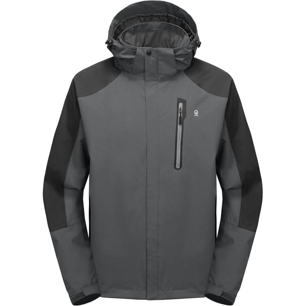 imageLittle Donkey Andy Mens Waterproof Rain Jacket Outdoor Lightweight Hooded Raincoat for Hiking Golf Travel FishingC1saluteGrey