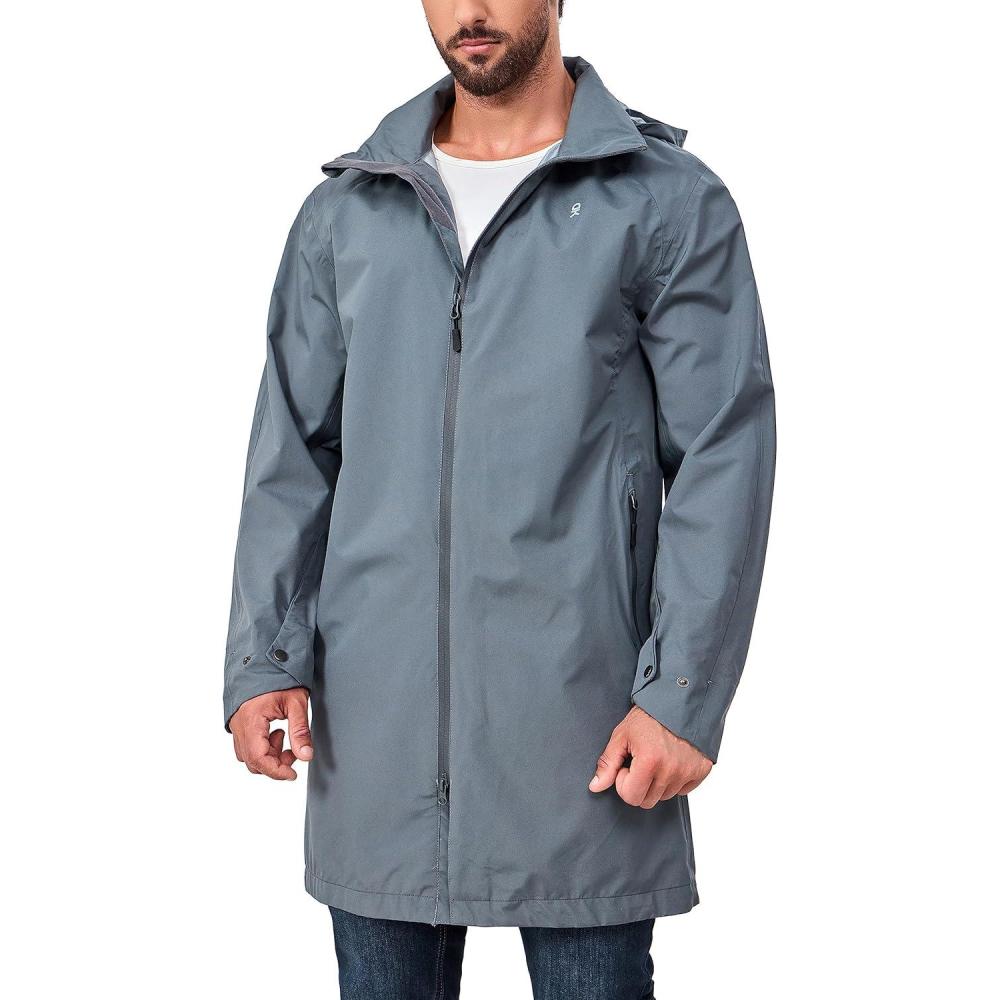 imageLittle Donkey Andy Mens Waterproof Rain Jacket Outdoor Lightweight Mountain Windbreaker Long Coat for Hiking Golf TravelGrey