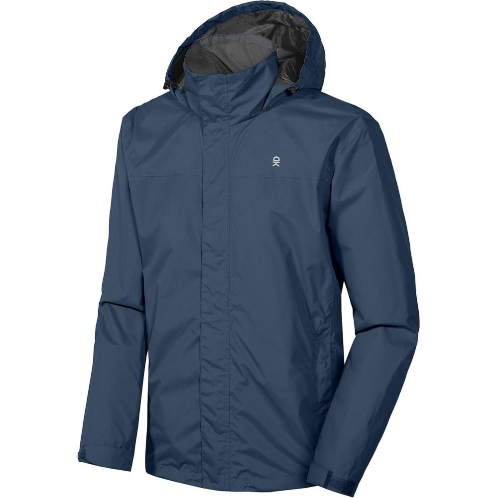 imageLittle Donkey Andy Mens Waterproof Rain Jacket Outdoor Lightweight Rain Shell Coat for HikingGolfTravelA12black Blue
