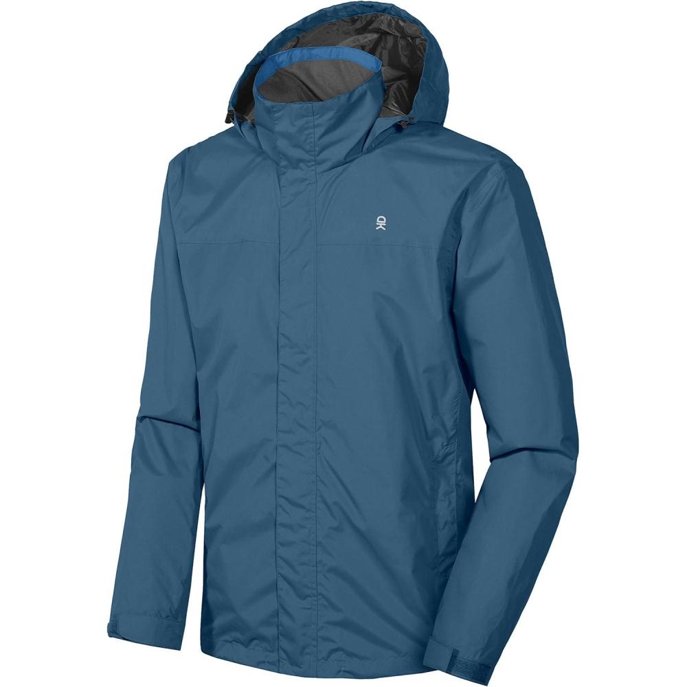 imageLittle Donkey Andy Mens Waterproof Rain Jacket Outdoor Lightweight Rain Shell Coat for HikingGolfTravelA2blue Mirage