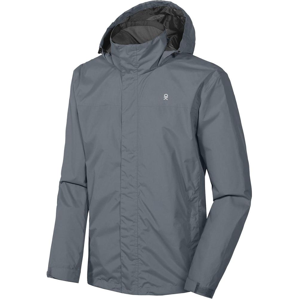 imageLittle Donkey Andy Mens Waterproof Rain Jacket Outdoor Lightweight Rain Shell Coat for HikingGolfTravelA3gray