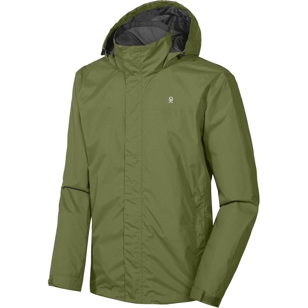 imageLittle Donkey Andy Mens Waterproof Rain Jacket Outdoor Lightweight Rain Shell Coat for HikingGolfTravelA7olive