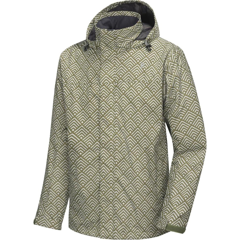 imageLittle Donkey Andy Mens Waterproof Rain Jacket Outdoor Lightweight Rain Shell Coat for HikingGolfTravelB12whiteGreen