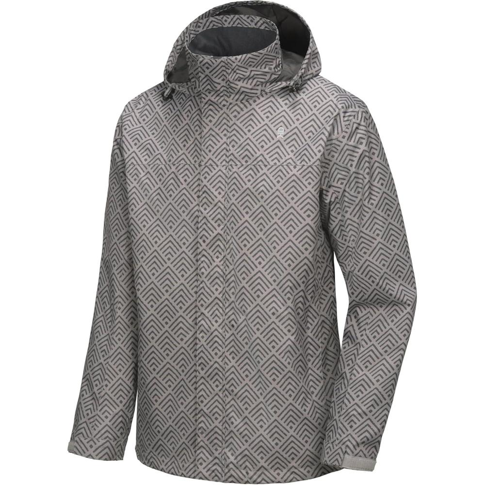 imageLittle Donkey Andy Mens Waterproof Rain Jacket Outdoor Lightweight Rain Shell Coat for HikingGolfTravelB15whiteGrey
