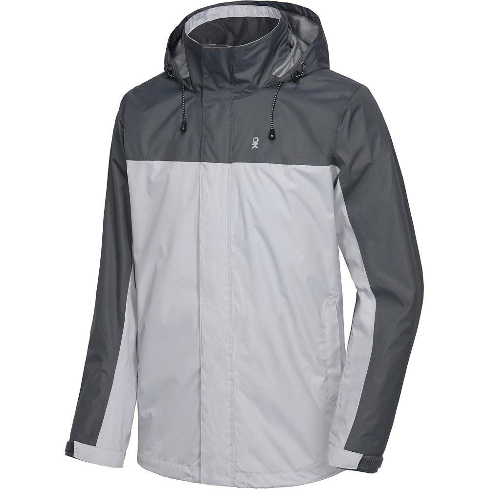 imageLittle Donkey Andy Mens Waterproof Rain Jacket Outdoor Lightweight Rain Shell Coat for HikingGolfTravelB1steel GrayLight Gray