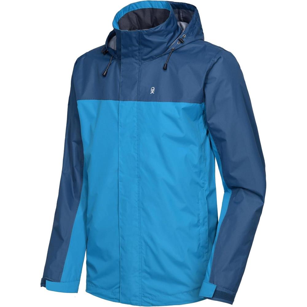 imageLittle Donkey Andy Mens Waterproof Rain Jacket Outdoor Lightweight Rain Shell Coat for HikingGolfTravelB2blue MirageAqua