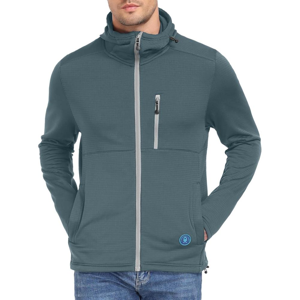 imageLittle Donkey Andy Mens Winter Lightweight Warm Fleece Running Jacket Breathable Hooded Thermal Jacket with Thumb HolesUpgraded Stormy Weather