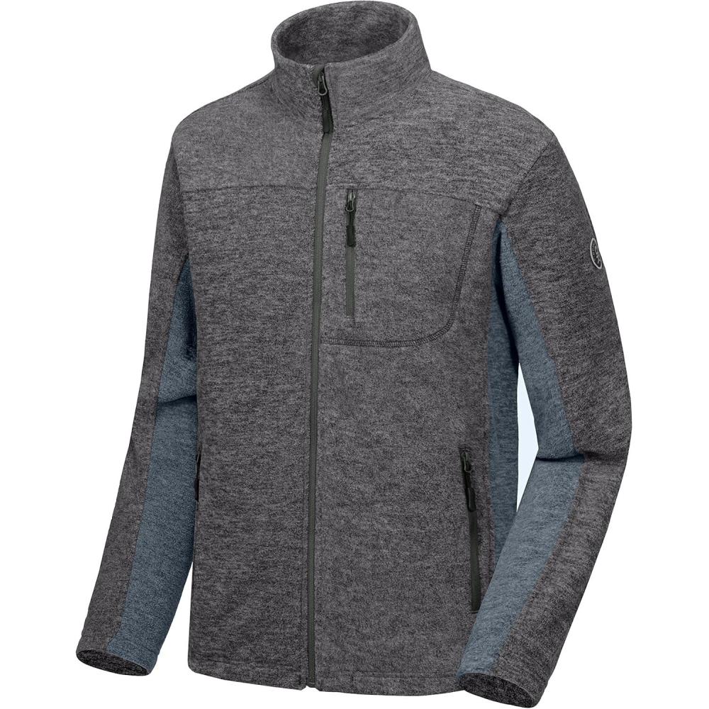 imageLittle Donkey Andy Mens Winter Warm Polar Fleece Golf Jacket Lightweight Thermal Hiking Running Travel JacketDark Grey Heather