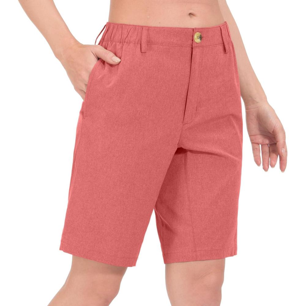imageLittle Donkey Andy Womens Bermuda Quick Dry Lightweight Stretch Shorts Golf Hiking TravelA Spiced Coral Heather