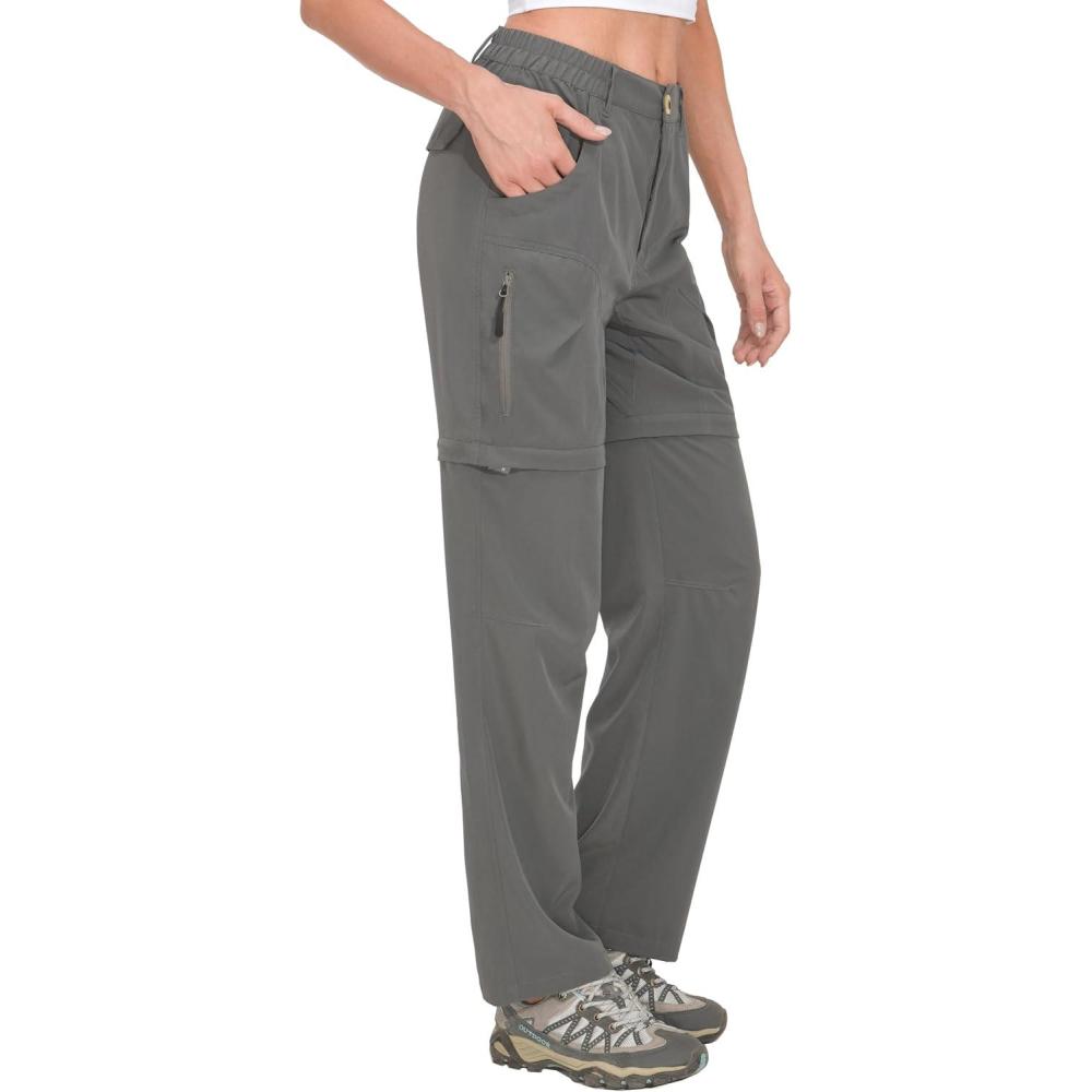 imageLittle Donkey Andy Womens Convertible Hiking Pants Quick Dry Zip Off Shorts Lightweight Fishing Travel TrousersZsteel Grey