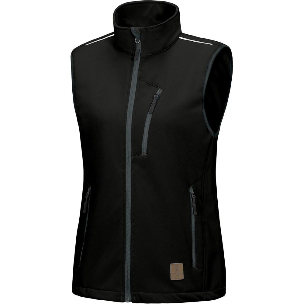 imageLittle Donkey Andy Womens Fleece Lined Softshell Vest Lightweight Windproof Sleeveless Jacket for Hiking Outdoor Travel GolfBlack