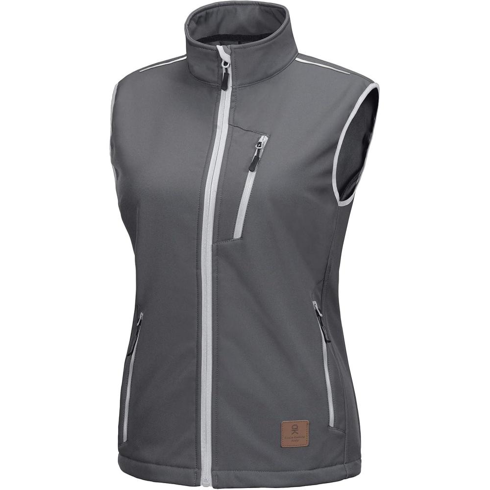 imageLittle Donkey Andy Womens Fleece Lined Softshell Vest Lightweight Windproof Sleeveless Jacket for Hiking Outdoor Travel GolfGrey