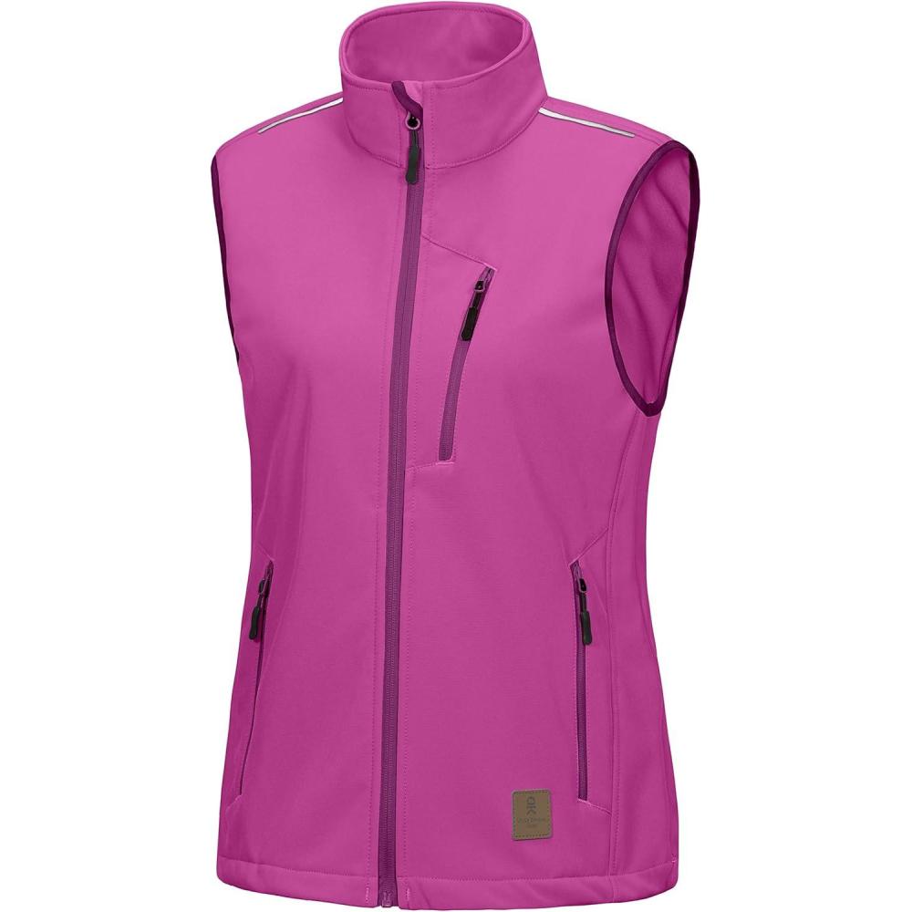 imageLittle Donkey Andy Womens Fleece Lined Softshell Vest Lightweight Windproof Sleeveless Jacket for Hiking Outdoor Travel GolfRose