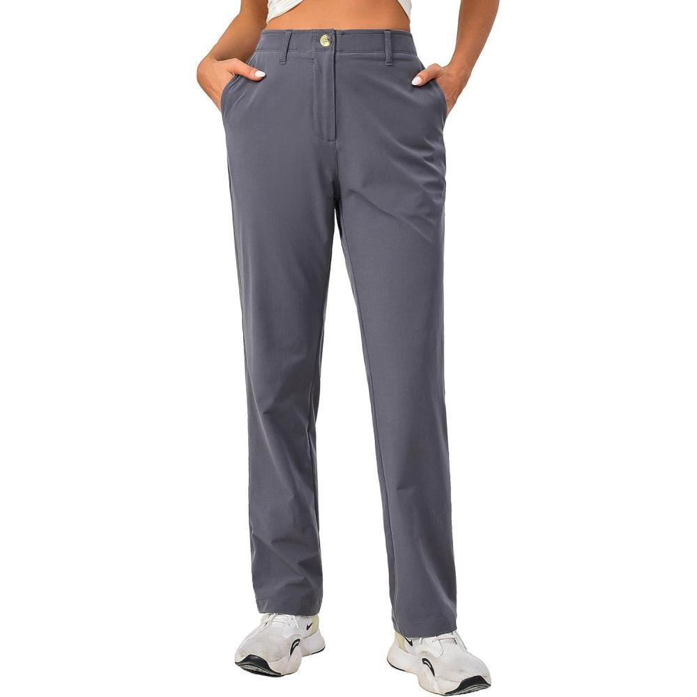 imageLittle Donkey Andy Womens Golf Pants Stretch Quick Dry Lightweight Straight Leg Business Casual Slacks with PocketsAgrey