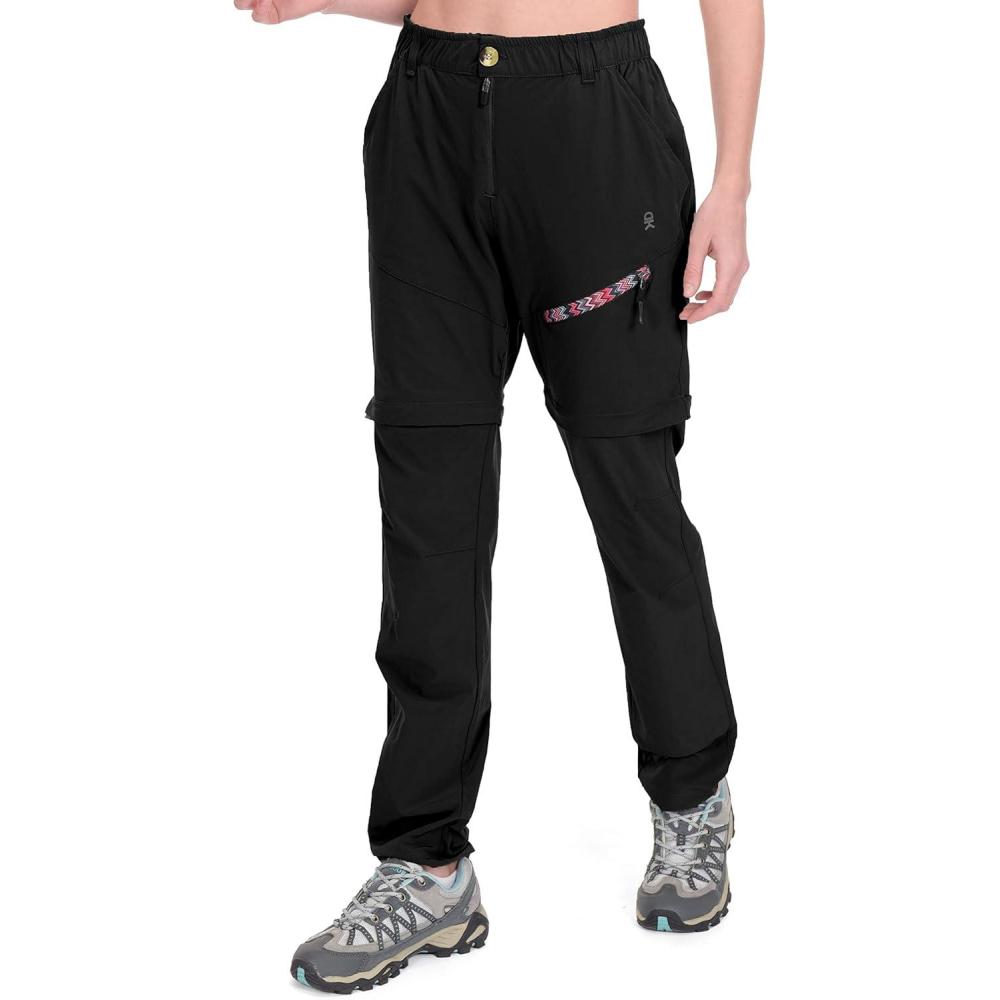 imageLittle Donkey Andy Womens Hiking Pants Lightweight Convertible ZipOff Pants Quick Dry UPF 50Pants Black