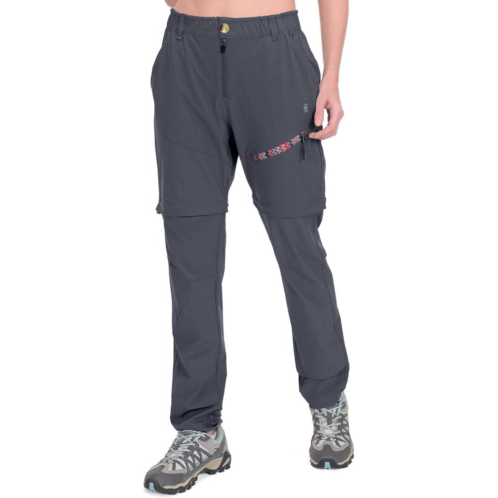 imageLittle Donkey Andy Womens Hiking Pants Lightweight Convertible ZipOff Pants Quick Dry UPF 50Pants Dark Grey