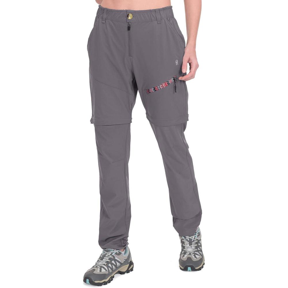 imageLittle Donkey Andy Womens Hiking Pants Lightweight Convertible ZipOff Pants Quick Dry UPF 50Pants Steel Gray