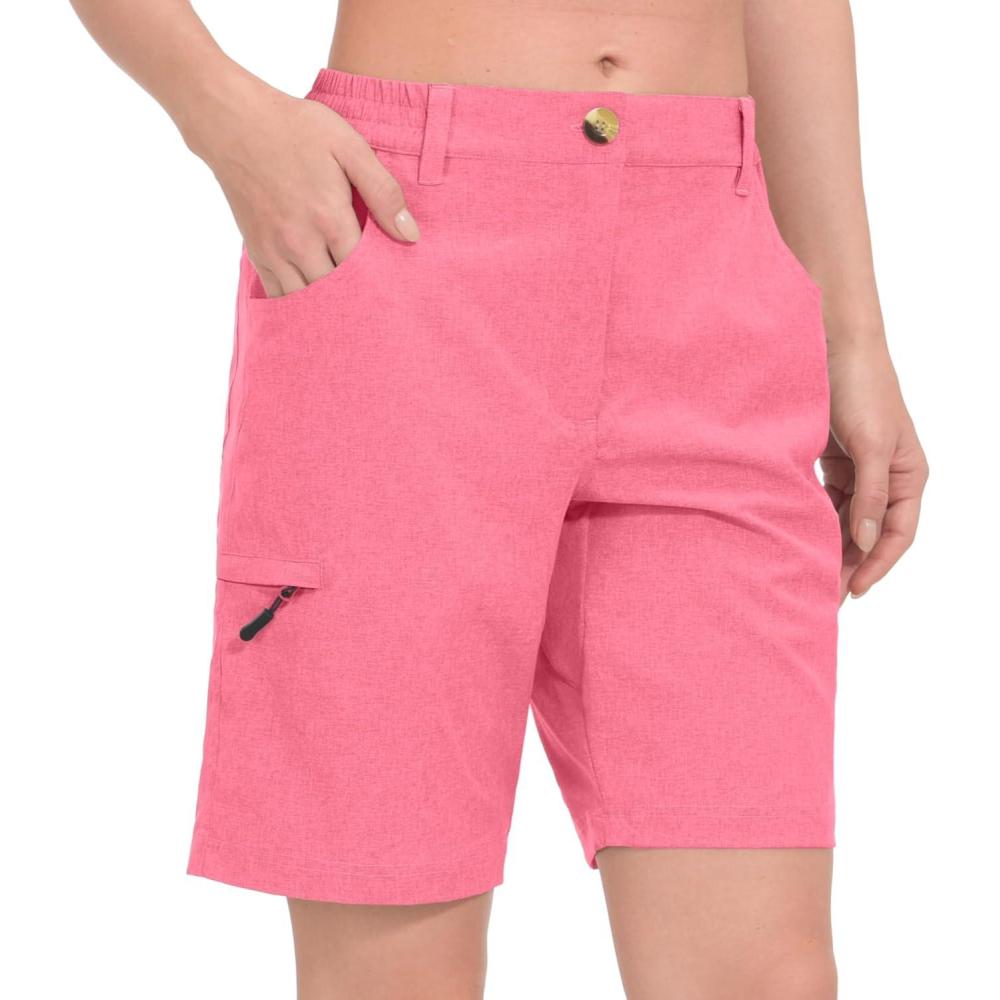 imageLittle Donkey Andy Womens Hiking Shorts 105 Inch Inseam Lightweight Quick Dry Running Golf Shorts with Zipper PocketsPink Heather