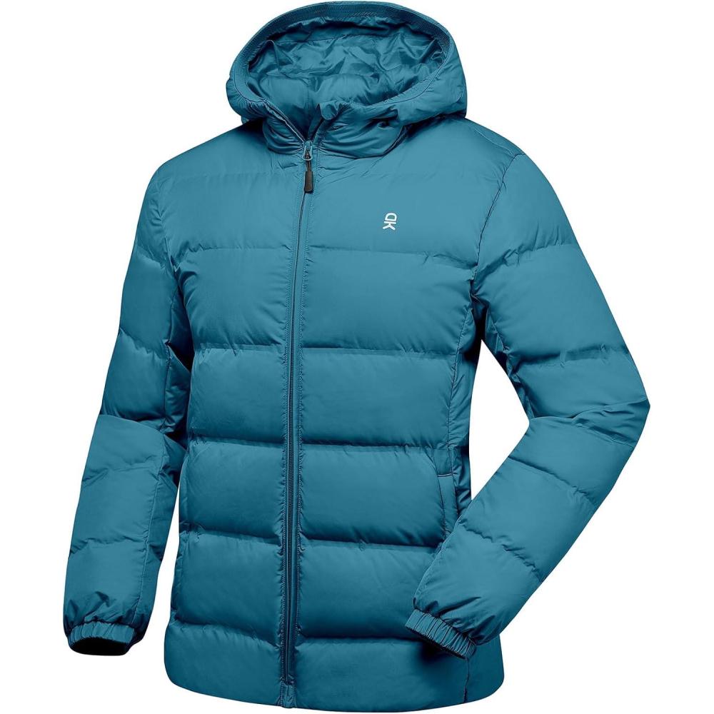 imageLittle Donkey Andy Womens Hooded Puffer Jacket FullZip Winter Lightweight Windproof Warm Quilted Coat with PocketsBlue