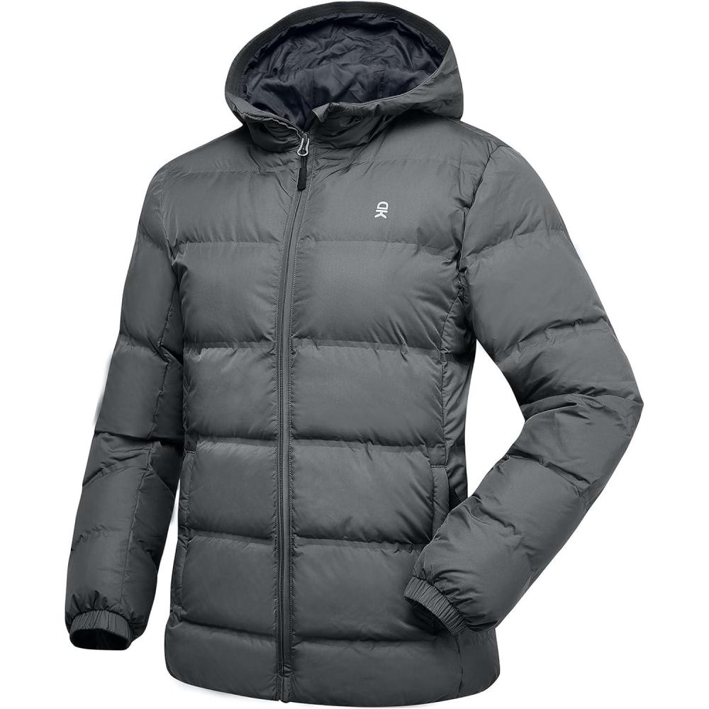 imageLittle Donkey Andy Womens Hooded Puffer Jacket FullZip Winter Lightweight Windproof Warm Quilted Coat with PocketsGrey