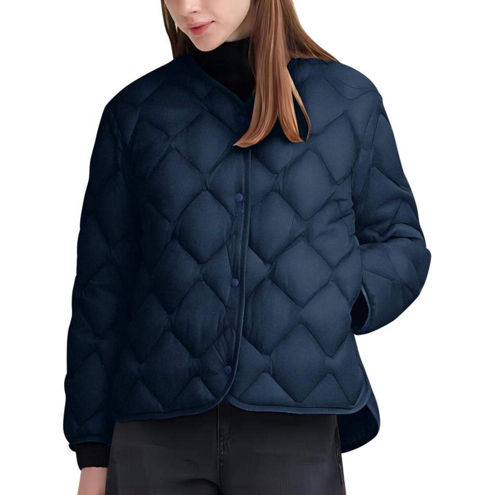 imageLittle Donkey Andy Womens Lightweight Puffer Jacket with Recycled Insulation Button Down Quilted CoatsNavy Blue