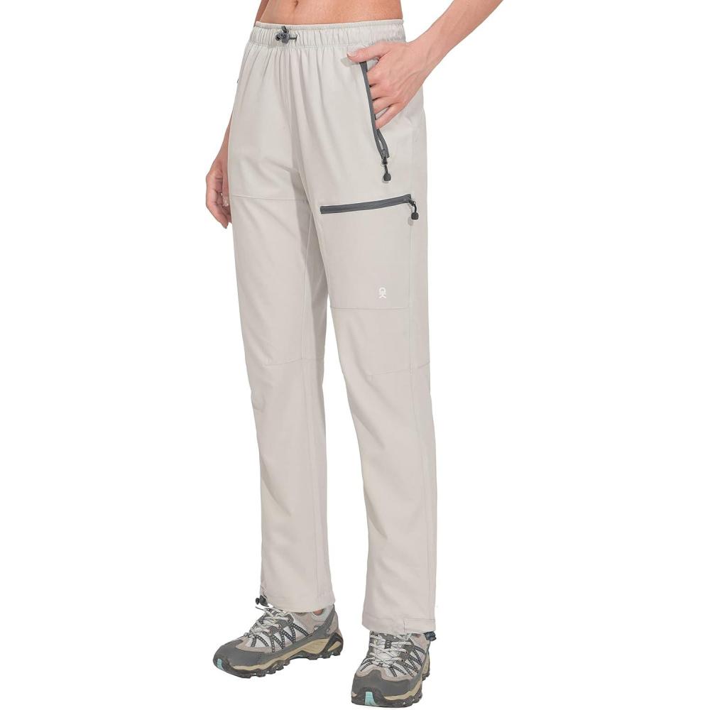 imageLittle Donkey Andy Womens Lightweight Quick Dry Cargo Hiking Pants UPF 50 Stretch Travel Casual TrousersA03 Light Gray