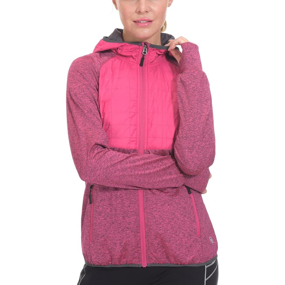 imageLittle Donkey Andy Womens Lightweight Thermal Running Jacket Hybrid Quilted Full Zip Golf Jacket with Hood4 Rose
