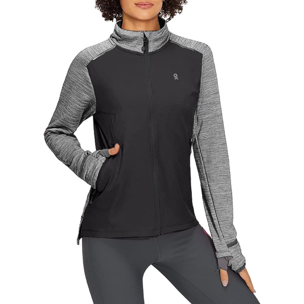 imageLittle Donkey Andy Womens Lightweight Warm Stretch Golf Jacket Full Zip Thermal Hybrid Thumbhole Running Hiking Track Jacket