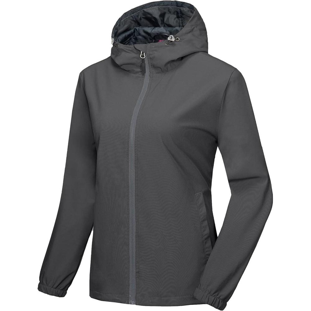 imageLittle Donkey Andy Womens Lightweight Windbreaker Jacket Breathable Windproof Jacket Hiking Running Golf UPF50A2grey