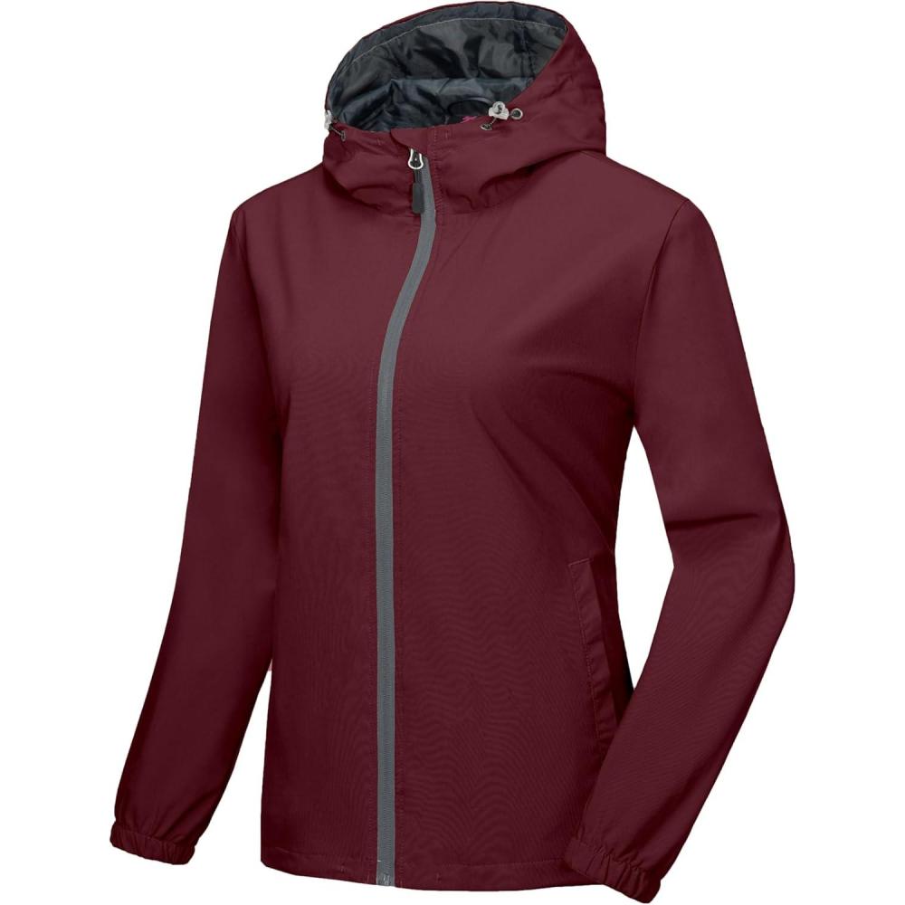 imageLittle Donkey Andy Womens Lightweight Windbreaker Jacket Breathable Windproof Jacket Hiking Running Golf UPF50A3dark Red