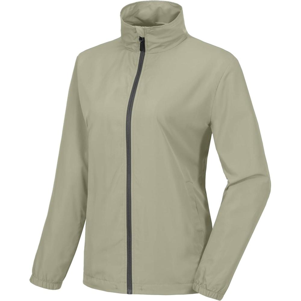 imageLittle Donkey Andy Womens Lightweight Windbreaker Jacket Breathable Windproof Jacket Hiking Running Golf UPF50B5khaki