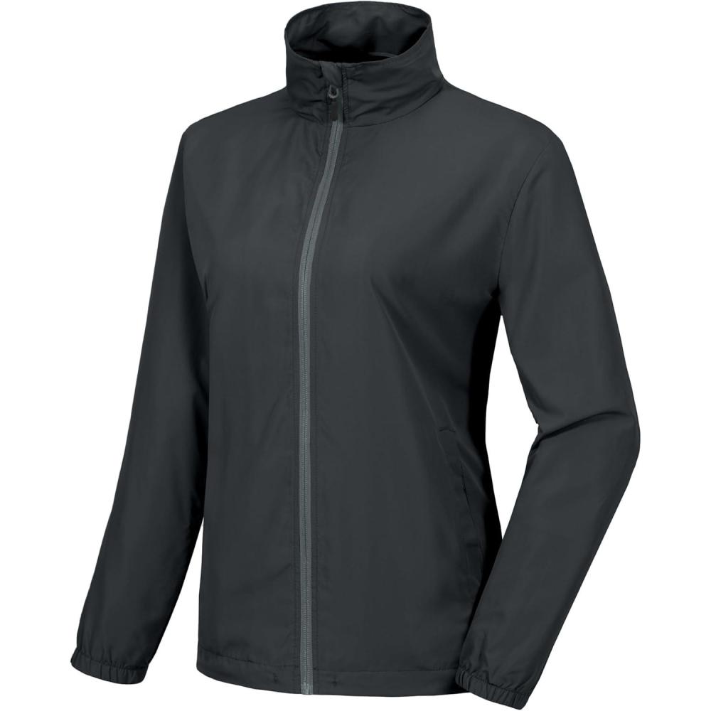 imageLittle Donkey Andy Womens Lightweight Windbreaker Jacket Breathable Windproof Jacket Hiking Running Golf UPF50B6charcoal Ash