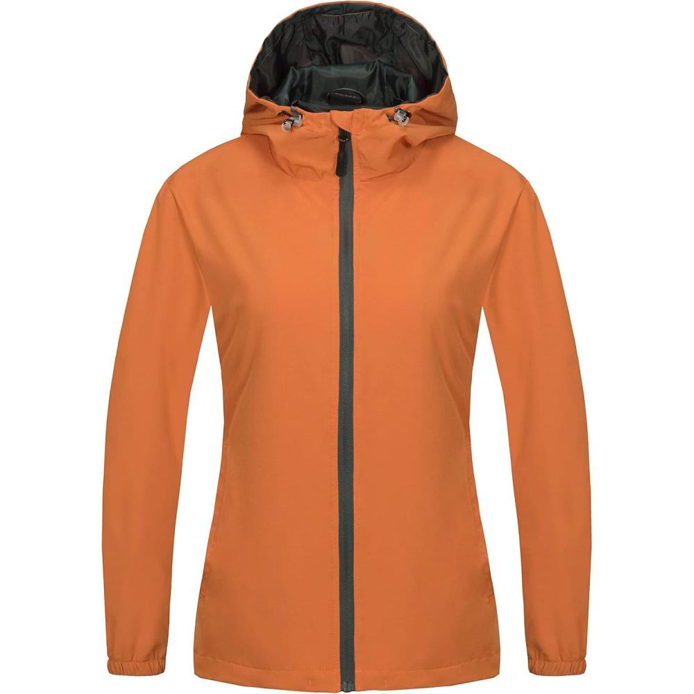 imageLittle Donkey Andy Womens Lightweight Windbreaker Jacket Breathable Windproof Jacket Hiking Running Golf UPF50Orange