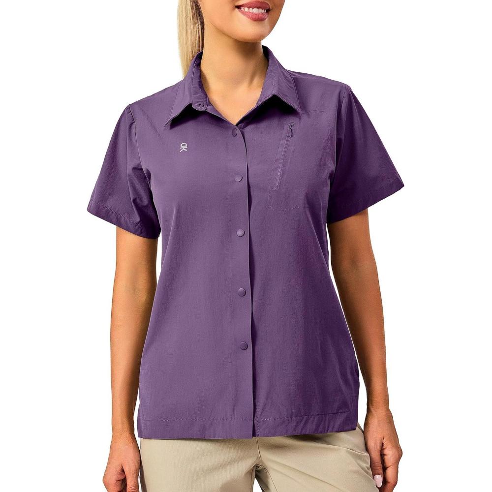 imageLittle Donkey Andy Womens Long Sleeve Travel Shirt UPF 50 Safari Shirt Outdoor Cool Quick Dry Hiking ShirtsS Purple