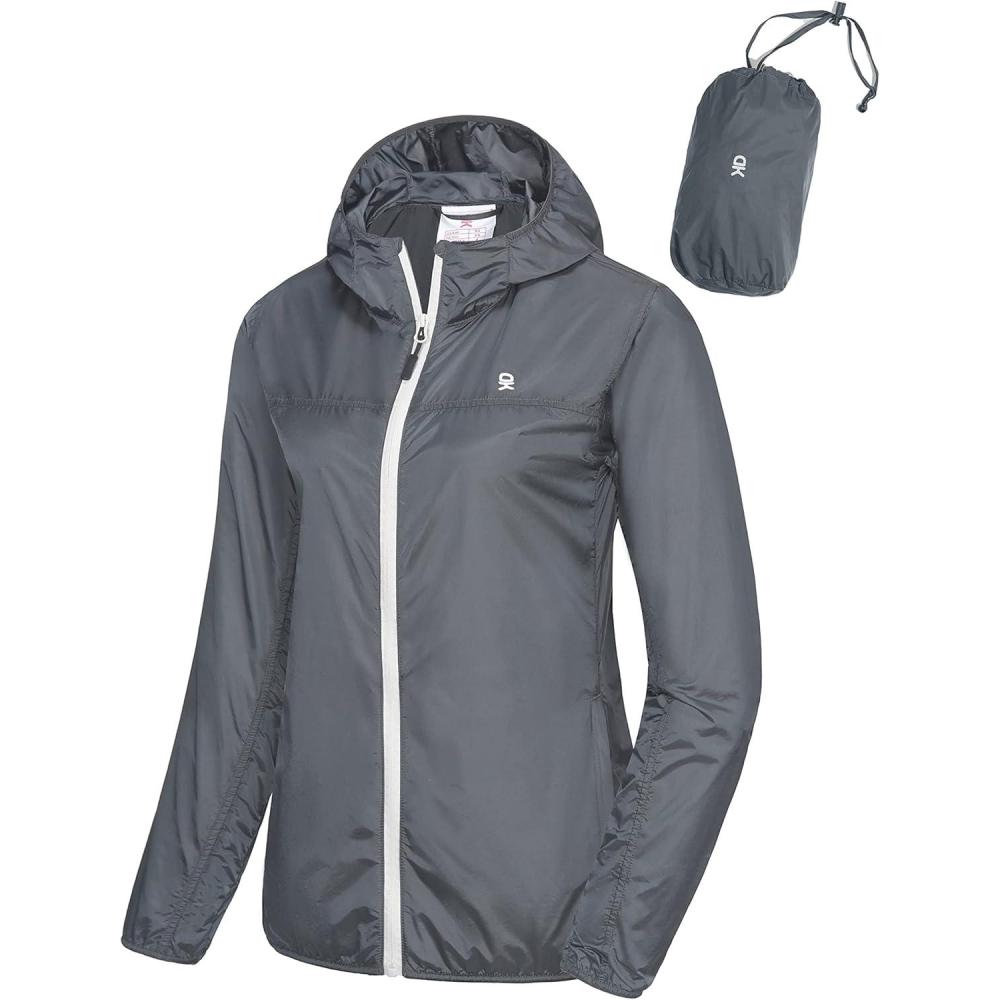 imageLittle Donkey Andy Womens Packable Lightweight Running Jacket Water Resistant Hooded Windbreaker for Hiking Cycling CampingA Ultralight Gray