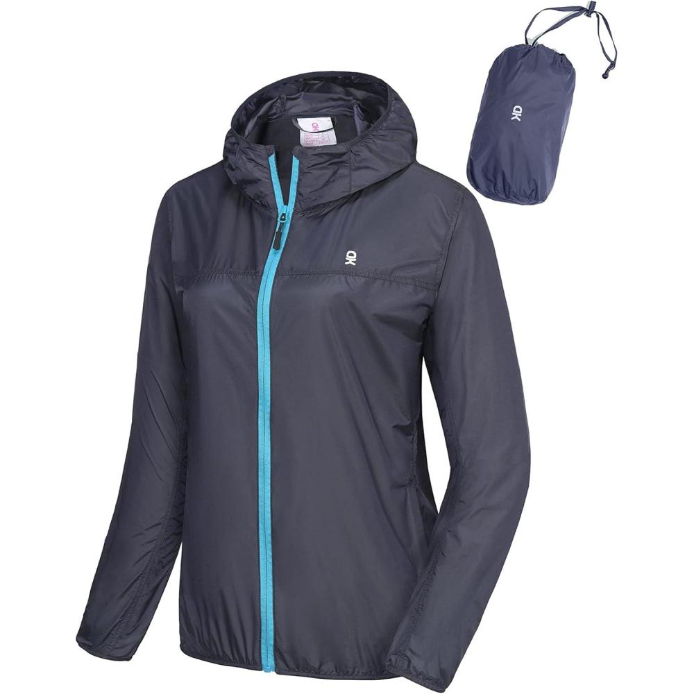 imageLittle Donkey Andy Womens Packable Lightweight Running Jacket Water Resistant Hooded Windbreaker for Hiking Cycling CampingA Ultralight Navy Blue